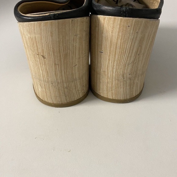 The Shoe Box Black Slip On Leather Almond Toe Mule Block 3" Heel Pump 38 - Picture 6 of 9